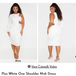 New White One Shoulder Midi Dress - Super Cute!!